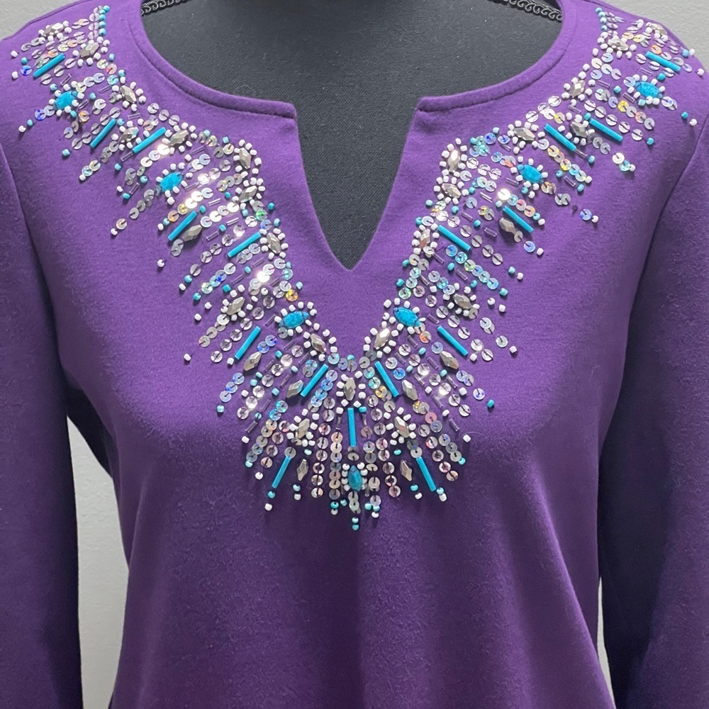 Quacker Factory Sparkle & Shine 3/4 Sleeve Tunic … - image 4